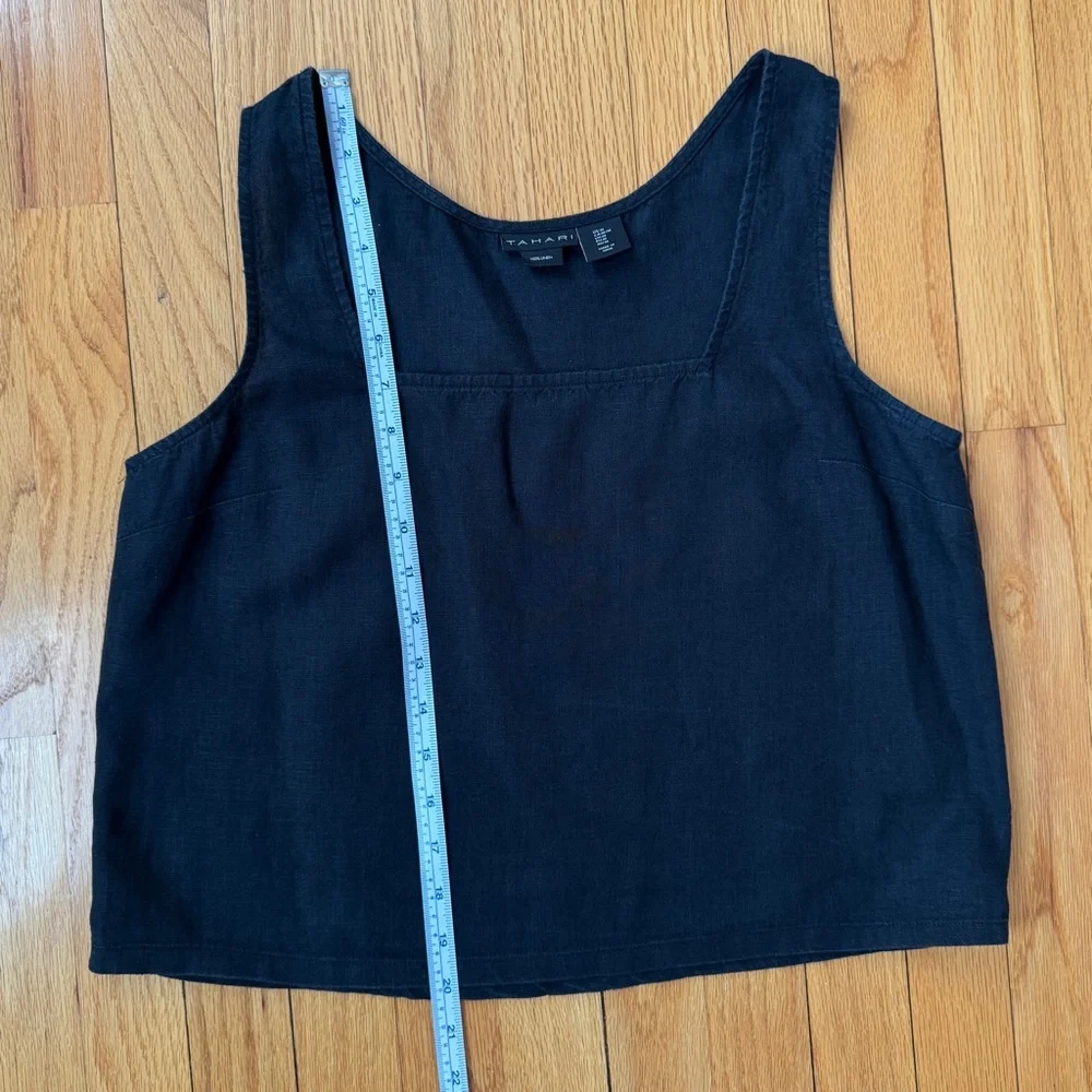 Tahari Black Linen Tank Top Women's Size M - Picture 6 of 7